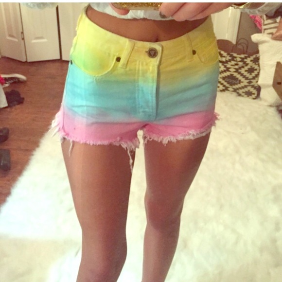 RARE UNIF rainbow shorts— LISA FRANK vibezz - Picture 2 of 5